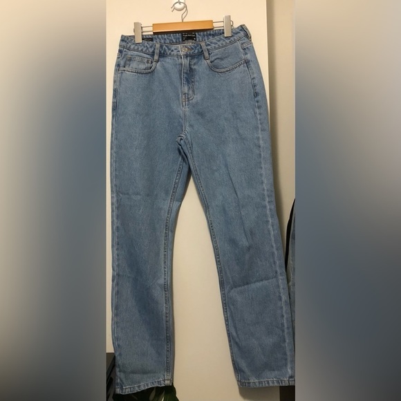 NWOT FRANK AND OAK HIGH WAIST STEVIE DENIM TAPERED STRAIGHT LEG SIZE 27 INDIGO - Picture 4 of 10